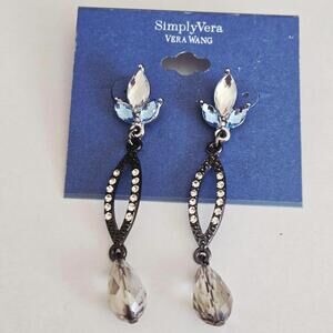 Simply Vera Vera Wang Blue Marquise Gunmetal Grey Silver Post Stud Earrings NWT